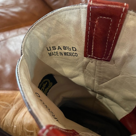 J.B. Dillon Cooper Men’s Western Square Toe Cowboy Boot Leather Tan Red 8.5D - Picture 8 of 8